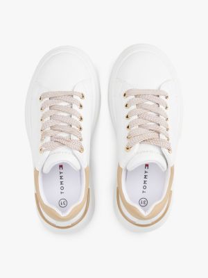 white tonal flag trainers for girls tommy hilfiger