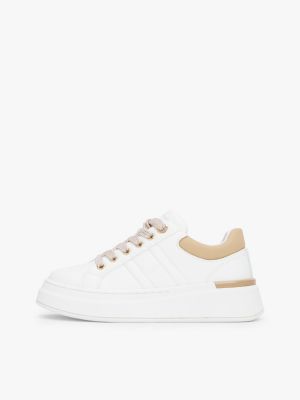 white tonal flag trainers for girls tommy hilfiger