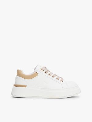 white tonal flag trainers for girls tommy hilfiger