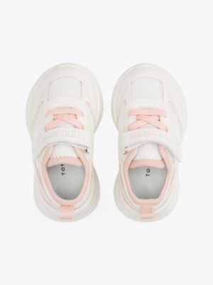 white logo mesh panel trainers for girls tommy hilfiger