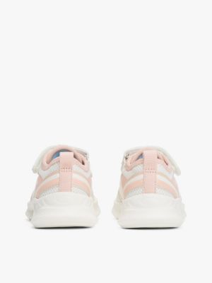 white logo mesh panel trainers for girls tommy hilfiger