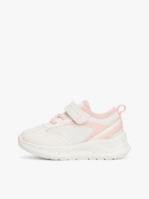 wit sneaker met logo en mesh panelen voor meisjes - tommy hilfiger
