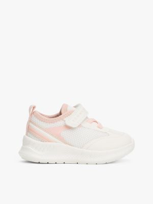 white logo mesh panel trainers for girls tommy hilfiger