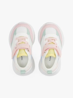 baskets à empiècements en maille et logo plusieurs couleurs pour filles tommy hilfiger