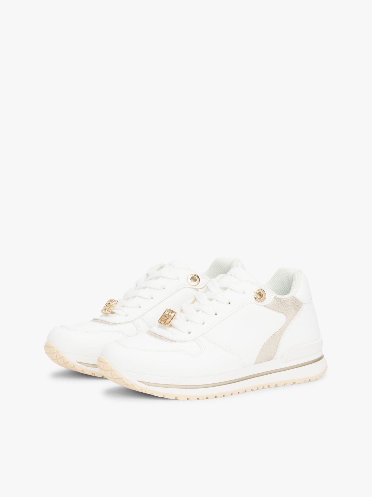 Metallic Fine Cleat Trainers — White