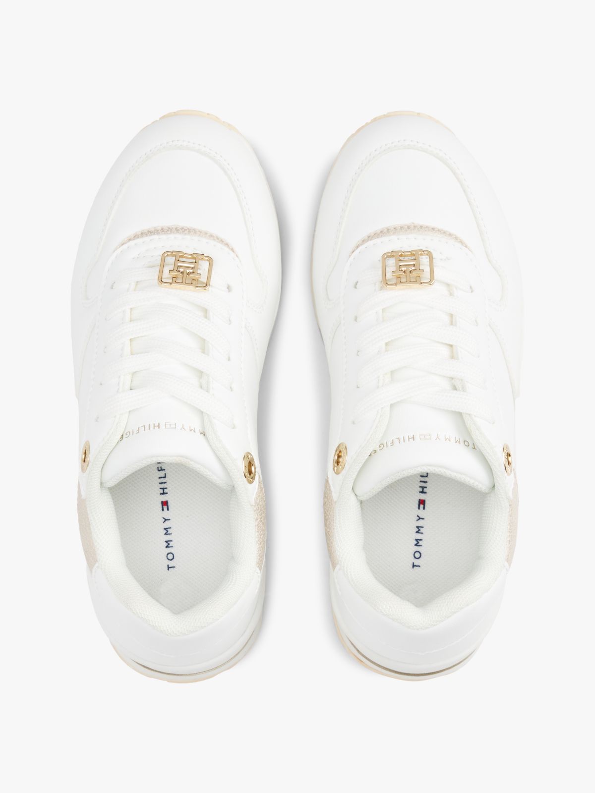 Metallic Fine Cleat Trainers — White