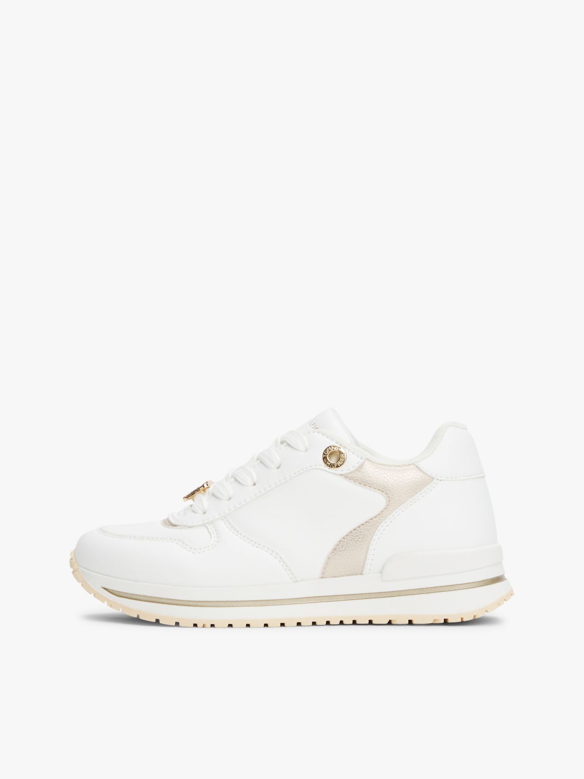 Metallic Fine Cleat Trainers — White
