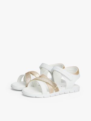 white metallic glitter strap sandals for girls tommy hilfiger