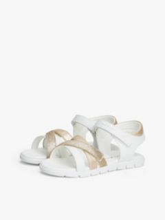 Metallic Glitter Strap Sandals — White 2