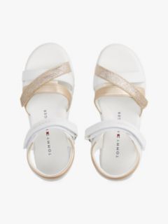 Metallic Glitter Strap Sandals — White 3
