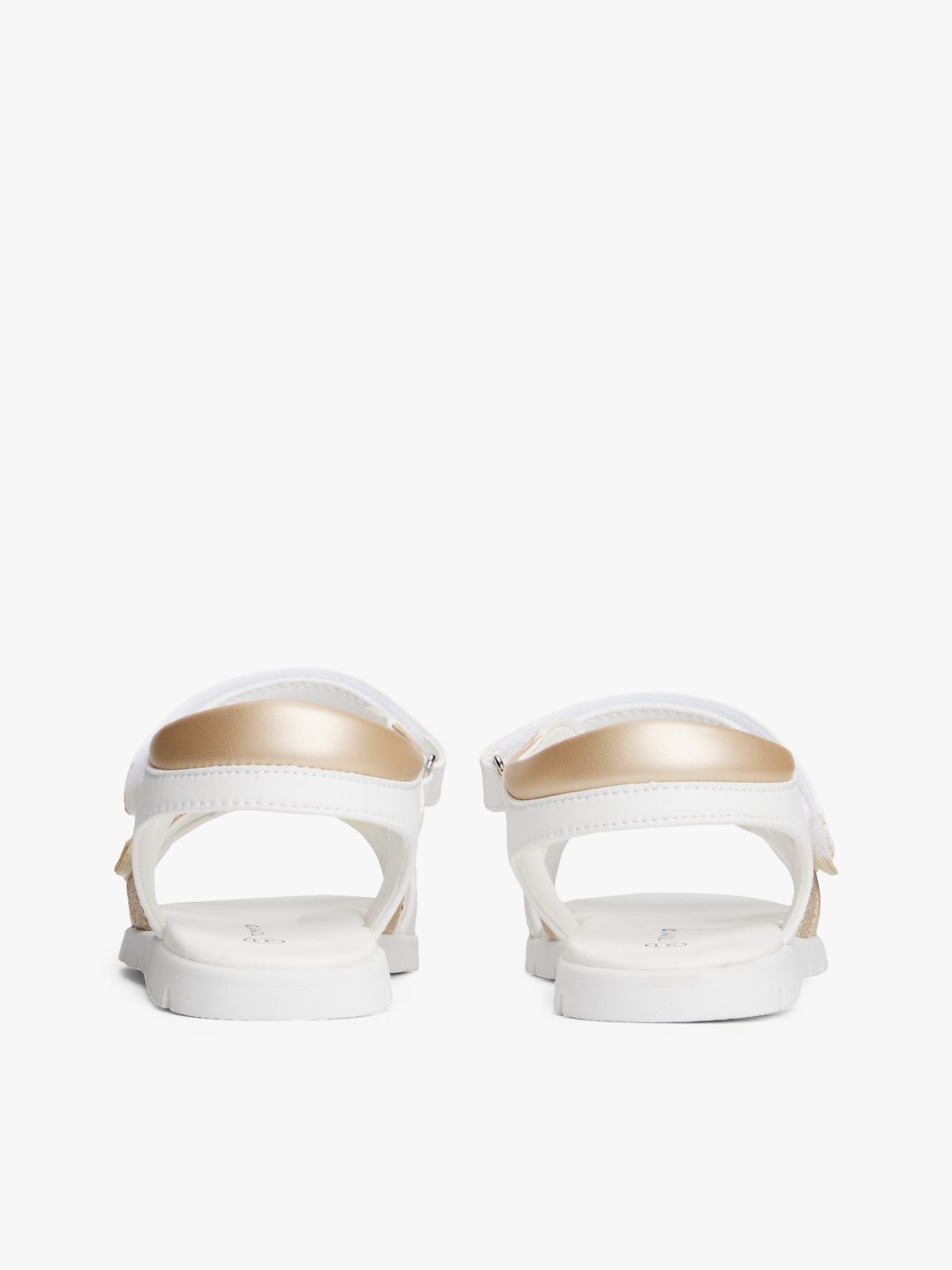 Metallic Glitter Strap Sandals — White