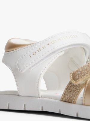 white metallic glitter strap sandals for girls tommy hilfiger