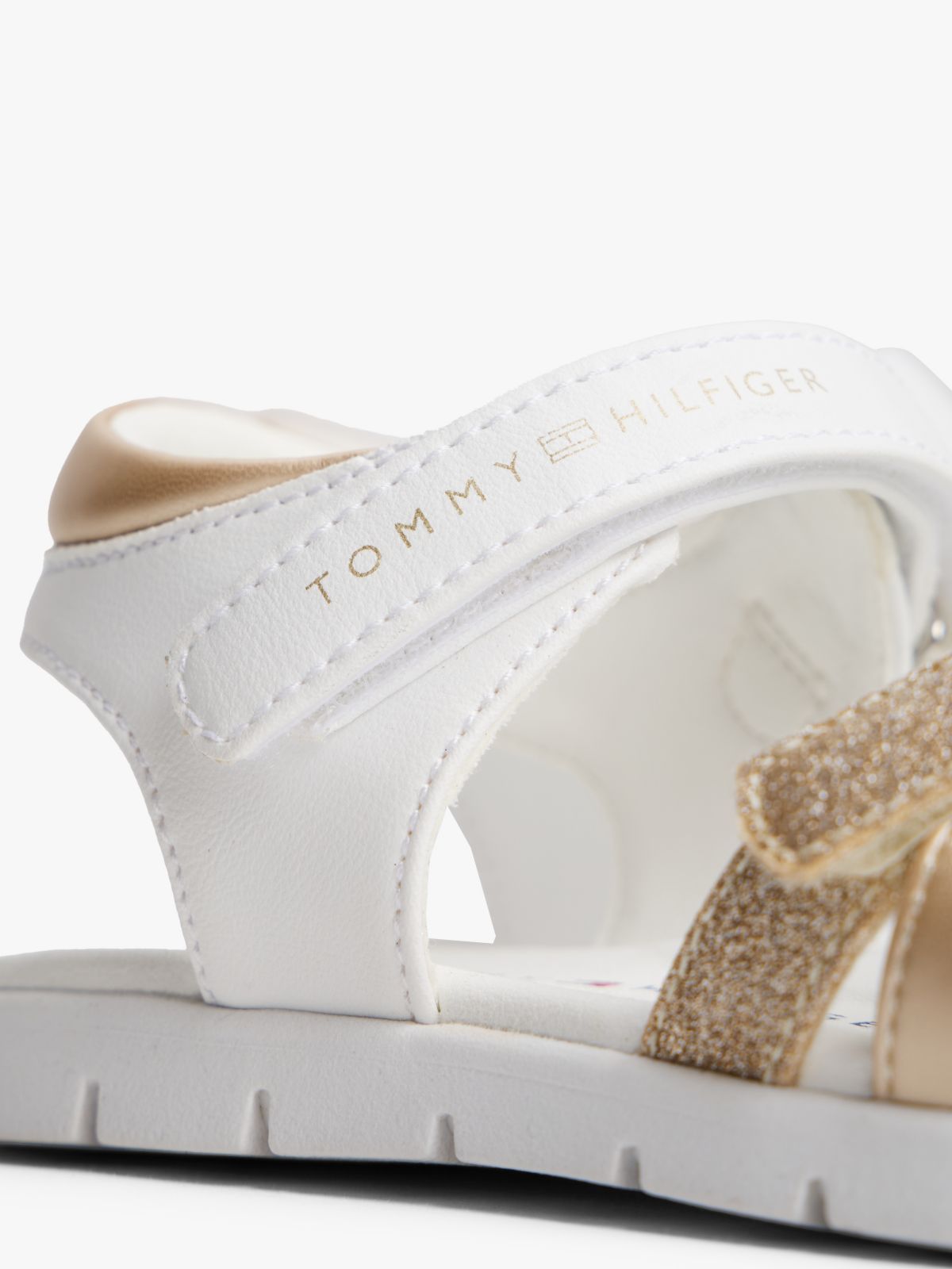Metallic Glitter Strap Sandals — White