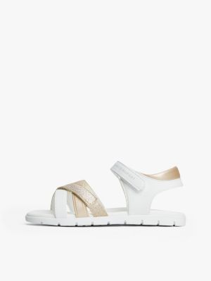 white metallic glitter strap sandals for girls tommy hilfiger