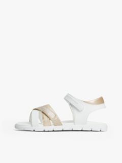 Metallic Glitter Strap Sandals — White 7