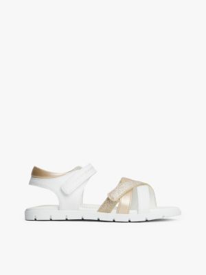 white metallic glitter strap sandals for girls tommy hilfiger