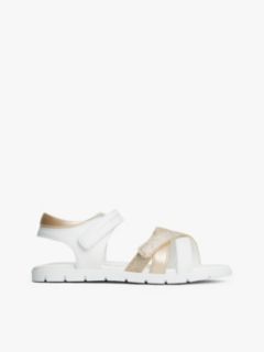 Metallic Glitter Strap Sandals — White 1