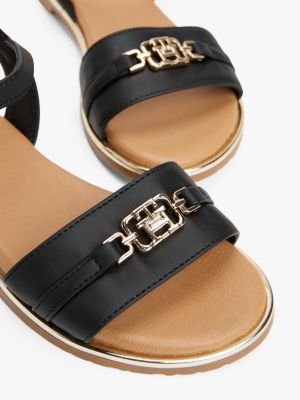 black th monogram plaque sandals for girls tommy hilfiger