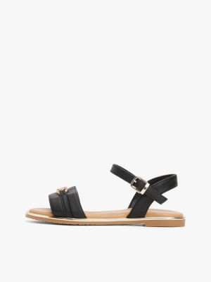 black th monogram plaque sandals for girls tommy hilfiger