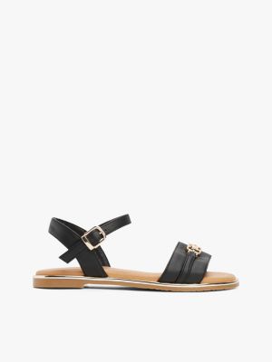 black th monogram plaque sandals for girls tommy hilfiger