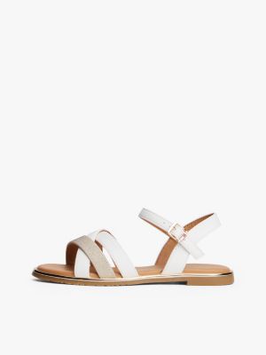 white glitter strap sandals for girls tommy hilfiger