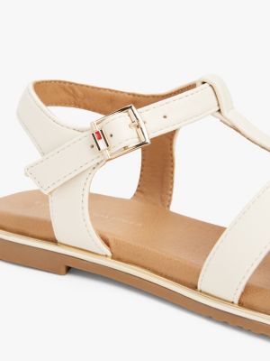 beige metallic textured strap sandals for girls tommy hilfiger