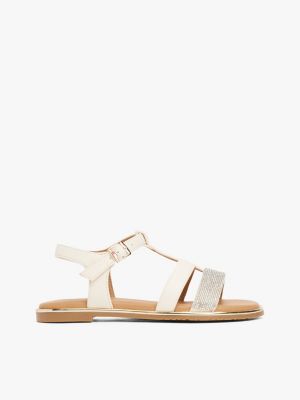 beige metallic textured strap sandals for girls tommy hilfiger