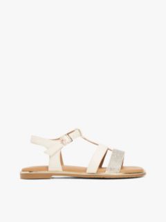 Metallic Textured Strap Sandals — Beige 1