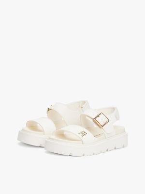 beige th monogram cleat sandals for girls tommy hilfiger