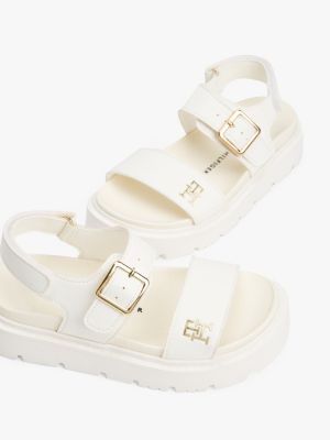 sandales crantées à monogramme th beige pour filles tommy hilfiger