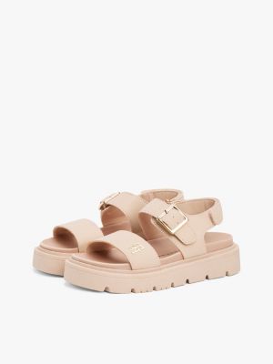 pink th monogram cleat sandals for girls tommy hilfiger