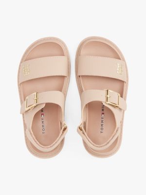 pink th monogram cleat sandals for girls tommy hilfiger