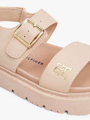 pink th monogram cleat sandals for girls tommy hilfiger