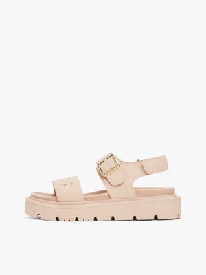 pink th monogram cleat sandals for girls tommy hilfiger