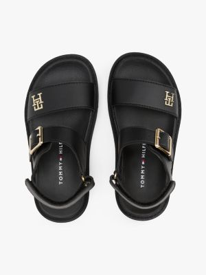 sandales crantées à monogramme th noir pour filles tommy hilfiger