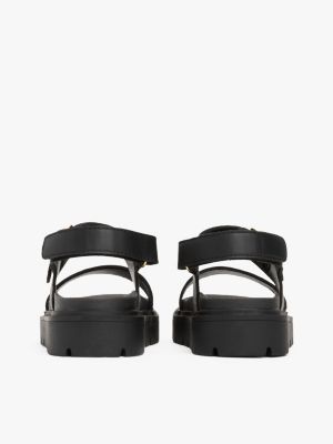 sandales crantées à monogramme th noir pour filles tommy hilfiger