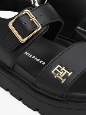 schwarz sandale mit th-monogramm für mädchen - tommy hilfiger