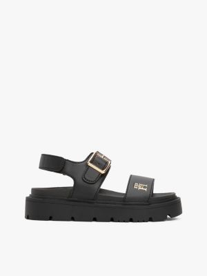 sandales crantées à monogramme th noir pour filles tommy hilfiger