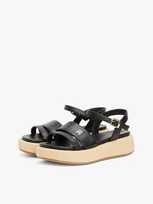 black th monogram platform sandals for girls tommy hilfiger