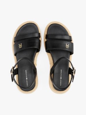 black th monogram platform sandals for girls tommy hilfiger