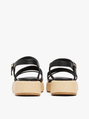 black th monogram platform sandals for girls tommy hilfiger