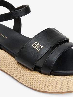 black th monogram platform sandals for girls tommy hilfiger