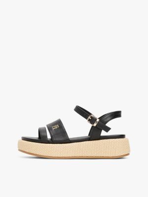 schwarz platform-sandale mit th-monogramm für mädchen - tommy hilfiger