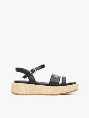 black th monogram platform sandals for girls tommy hilfiger