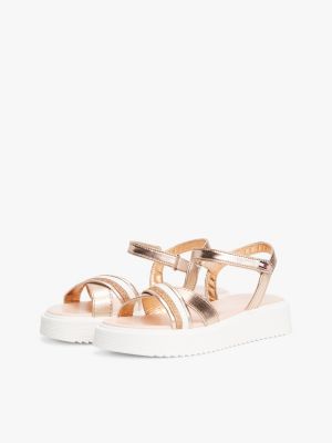 sandales pailletées à scratch rose pour filles tommy hilfiger