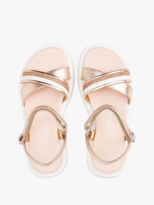 pink glitter hook and loop sandals for girls tommy hilfiger