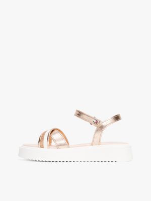 pink glitter hook and loop sandals for girls tommy hilfiger