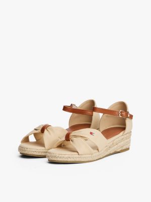 beige rope wedge heel sandals for girls tommy hilfiger