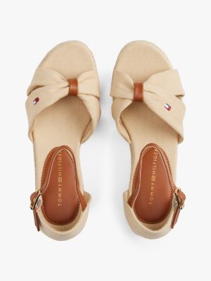 beige rope wedge heel sandals for girls tommy hilfiger