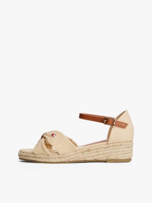 beige rope wedge heel sandals for girls tommy hilfiger